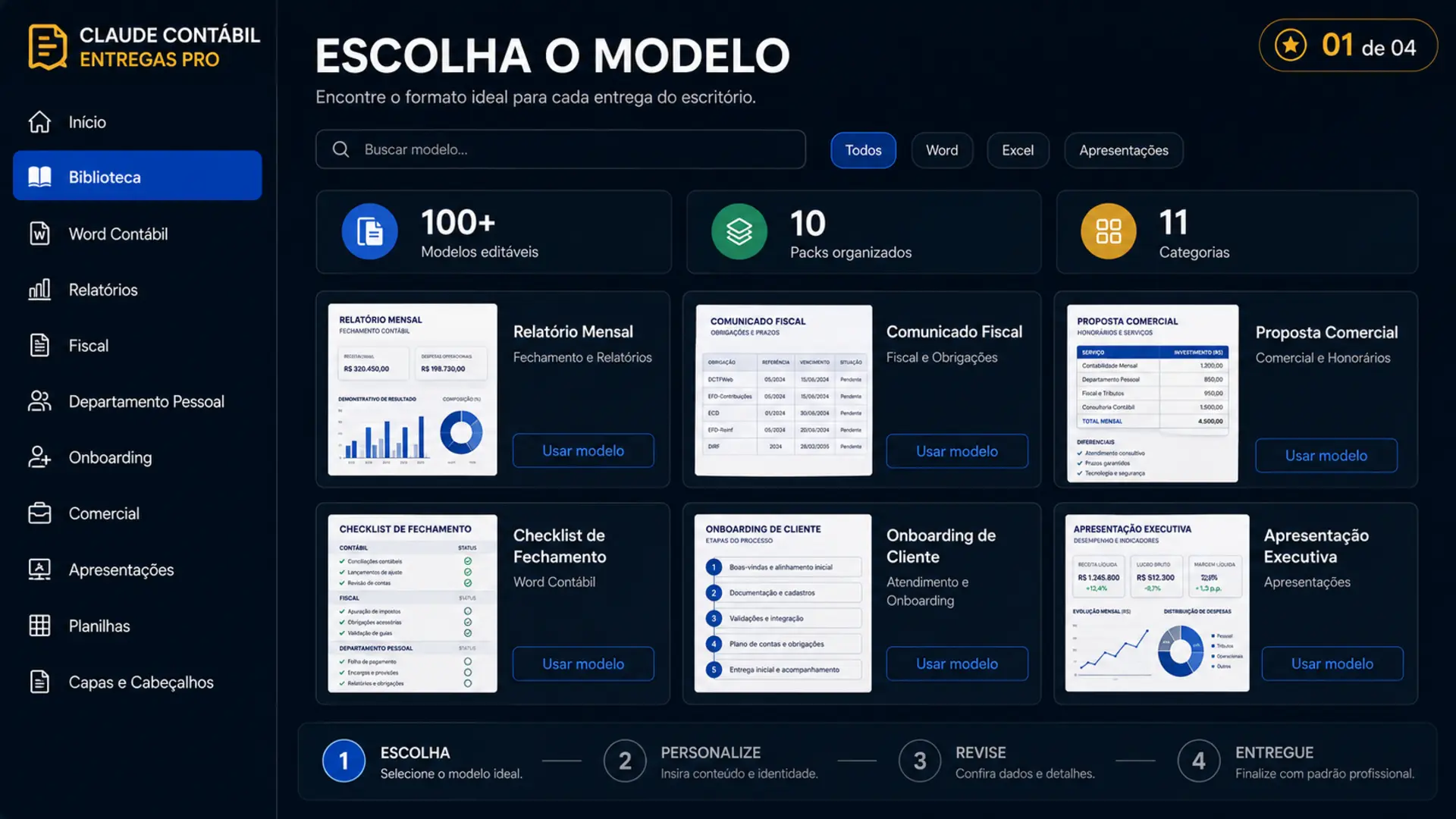 Etapa 2: escolher o modelo editável correspondente dentro da biblioteca