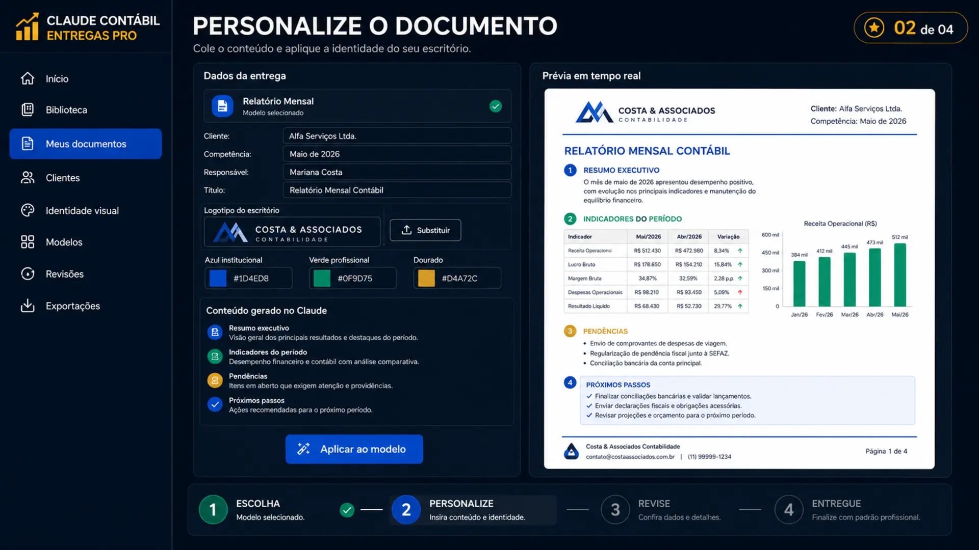Etapa 3: personalizar o documento com a identidade do escritório