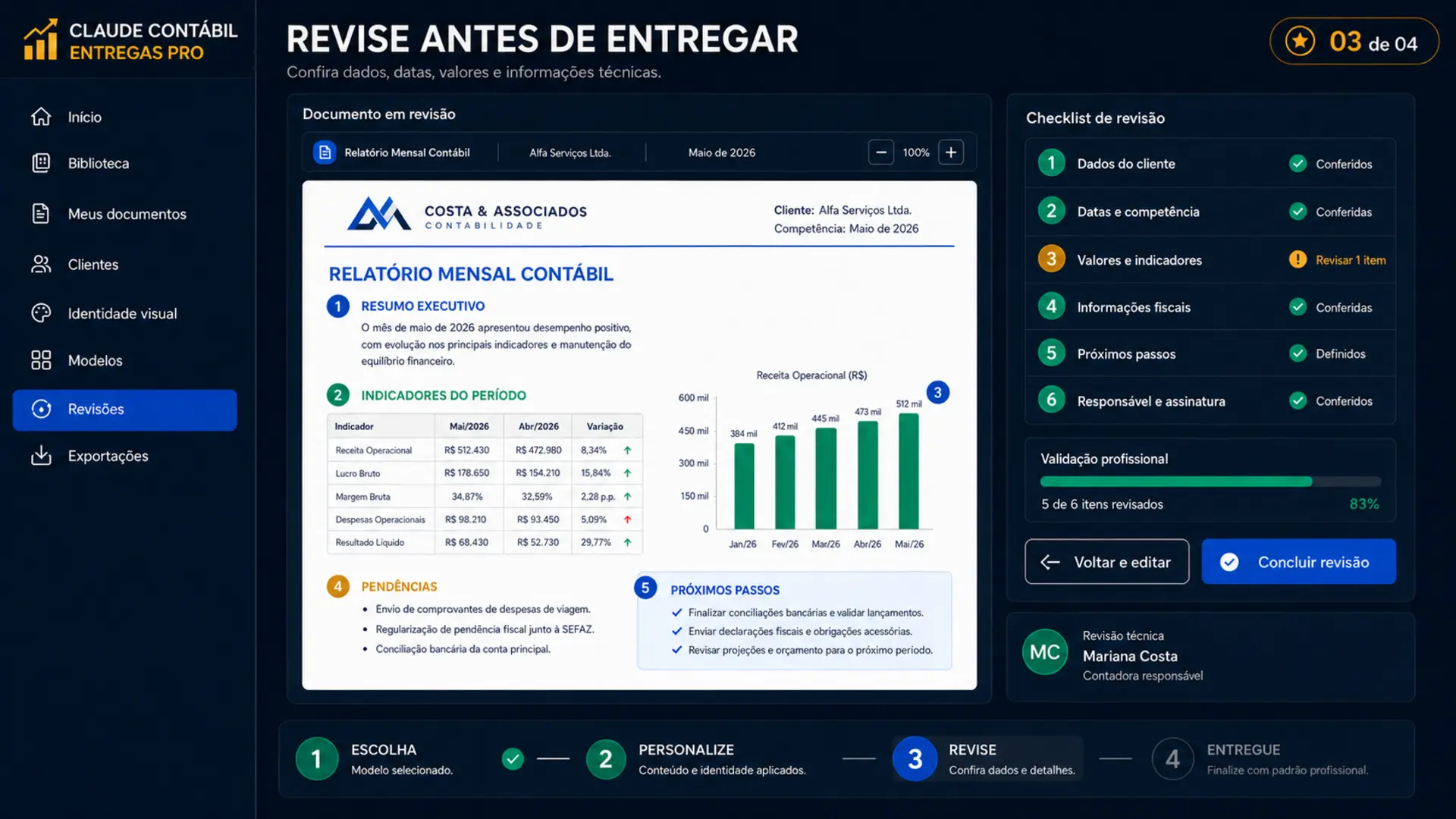 Etapa 4: revisar dados, datas e informações antes do envio