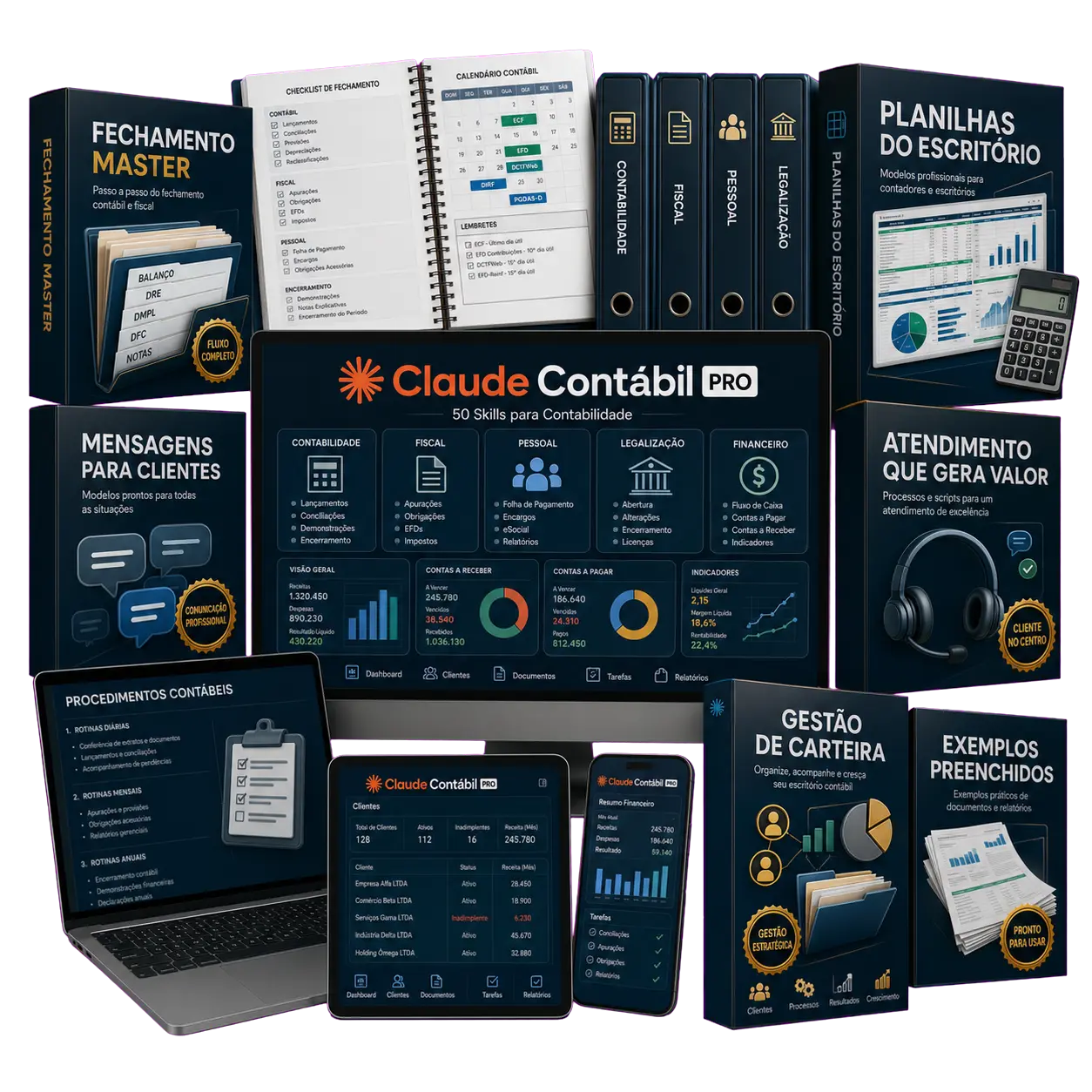 Claude Contábil PRO — Skills, bônus e planilhas do escritório