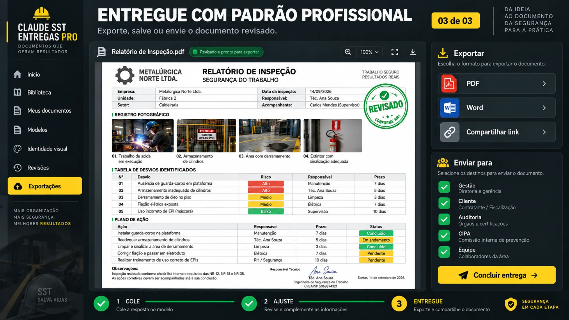Etapa 4: entregar o documento de SST finalizado para gestão, cliente ou auditoria